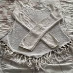 American Rag Cie beige ivory fringe boho Aztec sweater, size XS long sleeves Photo 6