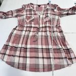 Torrid Pink Plaid Challis Zip Front Tab Sleeve Shirt Dress Size 1X Photo 9