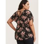 Torrid Babydoll Georgette Surplice Neck Sheer Chiffon Top Floral Sz 4 Photo 11