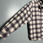 Banana Republic  Wool Blend Ruffle Collar Flannel Shirt Gray Plaid Women’s Size L Photo 2