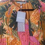 Daniel Rainn  Papaya print pleated boho blouse XS NWT Photo 5