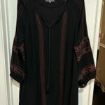 Miss Me  Black Dress Boho Shabby Chic Bell Sleeve Embroidery Medium Photo 0