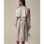 J.Crew Relaxed Trench Coat Satin Crepe Mid Length Silver Gray Insulated US 2 NWT Photo 1