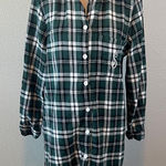 Selina Lounge Plaid Flannel Pajama Shirt Green Size Medium Photo 0