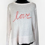 Wooden Ships Love Sweater Women's S/M Pink White Knit Pullover Lightweight Wool Photo 0