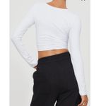 Princess Polly  | NWD White Ruched Dunford Long Sleeve Bodycon Cropped Top, 6 Photo 1