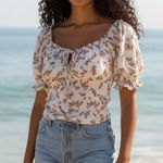 No Boundaries Baby Doll Top Crop Puff Sleeve Floral Y2K Smocking Milk Maid XXL  Photo 0