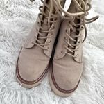 OASIS SOCIETY | Tan Off White Lug Sole Combat Boots Zipper Lace Up | Size 9 Tan Photo 2