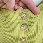 Free People Ribbed Button Front Tank Top Lime Green Cropped Fitted S Photo 6