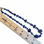 Art Glass Blue & stone Beaded choker Necklace with Sterling Silver Clasp Photo 7
