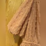 La Femme  Pink Swiss Dot V-Neck Short Sleeve‎ Flowy Lined Mini Dress Size Small Photo 4