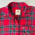 Hollister Holiday Red Tartan Plaid Flannel Button Down Shirt Long Sleeve Photo 1