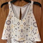 ZARA Aztec Geometric Print Romper Shorts Flyaway Back Cream Yellow Gray Size XS Photo 3