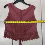 Self Esteem  Women Brown Crochet Cropped Shirt Size S Photo 7