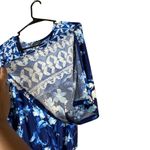 Venus Blue Floral Print Cold Shoulder V Neck Tie Waist Jumpsuit Large Photo 3