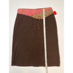 Monteau Y2K Chocolate Brown Pink Faux Suede Knee Length Skirt Sz L Women Photo 5