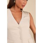 Lulus Mairi Beige Linen Button-Front Sleeveless Mini Dress Photo 1