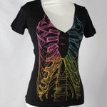Vintage Y2K 2000s Pastel Goth Pride Ribcage V Neck Tee Black Size undefined Photo 1