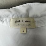 Cloth & Stone  White Tencel Button Down Shirt | Frayed Hem | Size Small Relaxed Photo 7