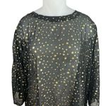 Glamorous Curve Black Gold Star Chiffon Sheer Long Sleeve Cover Up Blouse Top 20 Size undefined Photo 2