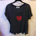 Wildfox Red Heart Tokyo Lounge Tee Shirt Grey Gray Small Photo 1