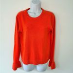 J.Crew  Bright Tangerine Orange Crew Neck Long Sleeve Sweater Bell Cuffs Size S Photo 1