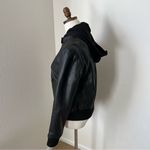 EUC Doma Women's Black‎ Leather Jacket Bomber Elastic Waist, Large Black Photo 3