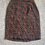 Vintage Silk Patterned Skirt Formal Casual Pencil Orange Size 4 Photo 0