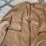 Alfani  Tan Faux Leather Zip Up Jacket Size S Photo 2