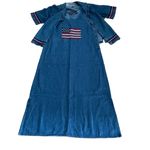 Vtg 2 pc denim maxi dress & jacket AGAPO floral embroidery bohemian cottagecore Blue Size undefined Photo 1