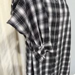 Lane Bryant Shirt Plus Sz 22/24 LS Black Plaid Shacket Pockets Roll Tab Sleeve Photo 3