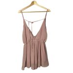Lulus  Imaginative Mind Dusty Pink Strappy Surplice Romper L Photo 4