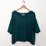 Free People  We The Free Blossom Tee Blouse Top Puff Sleeve Cotton Teal Medium Photo 2