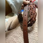 Fossil Woven Leather Belt Sz M Brass Tone Hardware Photo 6