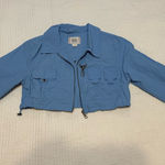BDG  Urban Outfitters Cropped Light Blue Bomber Jacket Size L Photo 0