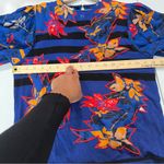 Vintage Diane Freis Abstract Patchwork Floral Knit Top Blue Striped Sheer Sleeve Size undefined Photo 11