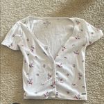 Hollister  White and Red Floral Button-Up Tee Photo 0
