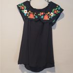 Umgee Black Blouse with Colorful Embroidery Photo 2