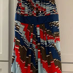 BCBG Maxazria Red White and Blue Geometric Halter Dress Packable Photo 0