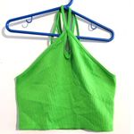ZARA Halter Crop Top + Knit Jacquard High Waisted Mini Skirt Neon Green Small Photo 3