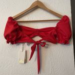 Agua Bendita NWT  x REVOLVE Romina Bikini Top Red Puff Sleeve Size Medium Photo 4