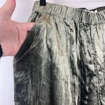 Anthropologie ETT:TWA Pants Women's Small Green Crushed Velvet Cropped Boho Chic Photo 4