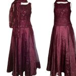 Vintage 90s Maroon Whimsigoth Prom Dress & Scarf XL Sequins A Line Vamp Romantic Purple Photo 2
