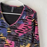 Sno Skins Shirt Womens Small Multicolor Textured Cutout Long Sleeve Top USA Made Photo 1
