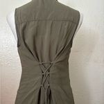 BCBGeneration  Olive Button-Down Sleeveless Top. Photo 2