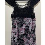Three Pink Hearts  ~ Sleeveless Sheer & Crochet Black Floral Blouse ~ Size Med Photo 3