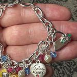 Sister Friendship Charm Bracelet Silver Tone Chains Lucite Beads Engraved Charms Photo 4