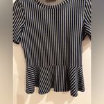 ZARA SIZE SMALL NAVY BLUE STRIPE PEPLUM SHORT SLEEVE TOP Photo 3
