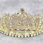 None Gold Rhinestone Crown Tiara Clip Hair Bridal Accessories Fashion Jewlery JB2-9 Photo 0