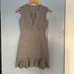 Susana Monaco Plunge V Neck Sleeveless Ruffle Hem Mini Dress in Fog Grey Photo 1
